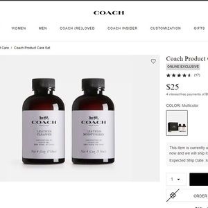 Coach product care set - leather cleaner & moisturizer - NEW